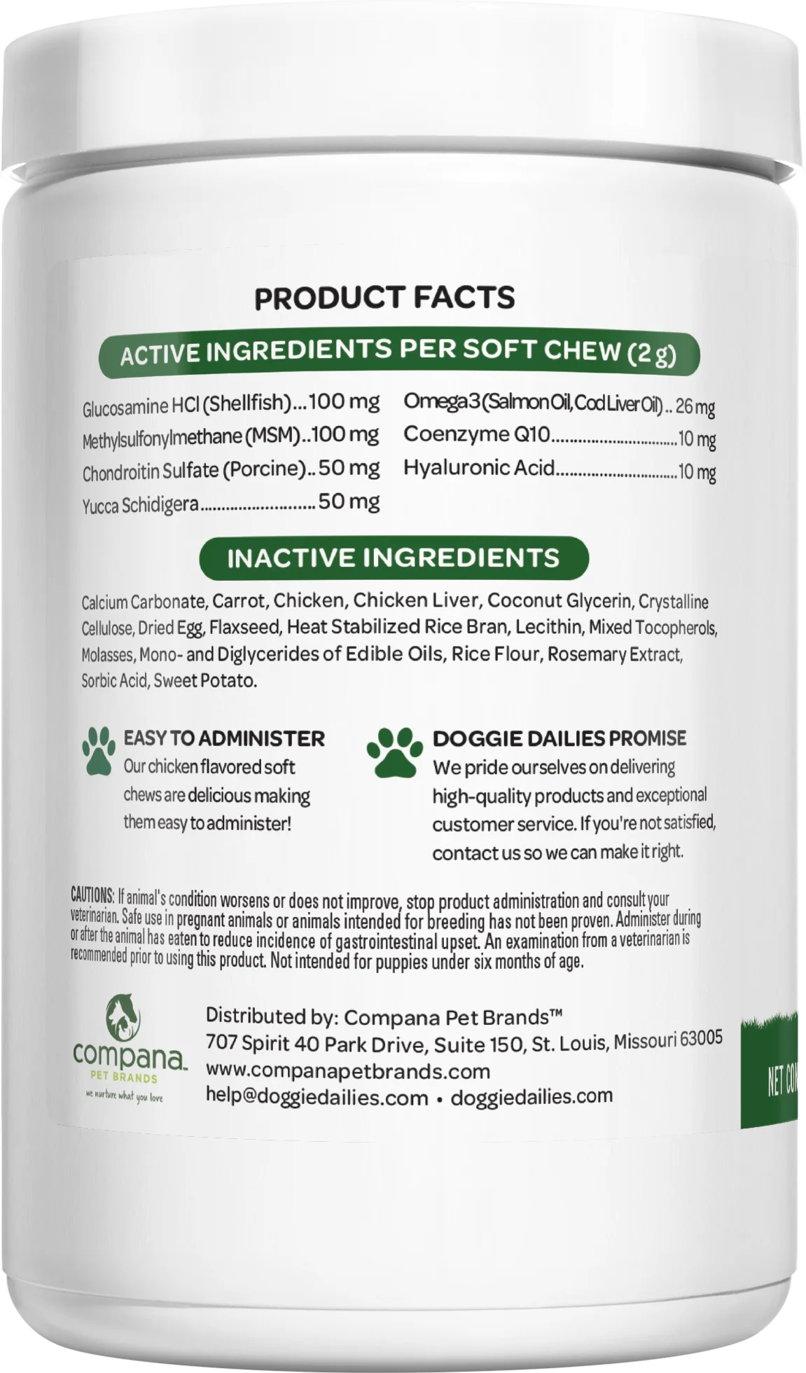 Glucosamine for Dogs 225 Chews Joint Supplement with Chondroitin MSM Hyaluronic Acid CoQ10 Chicken S326