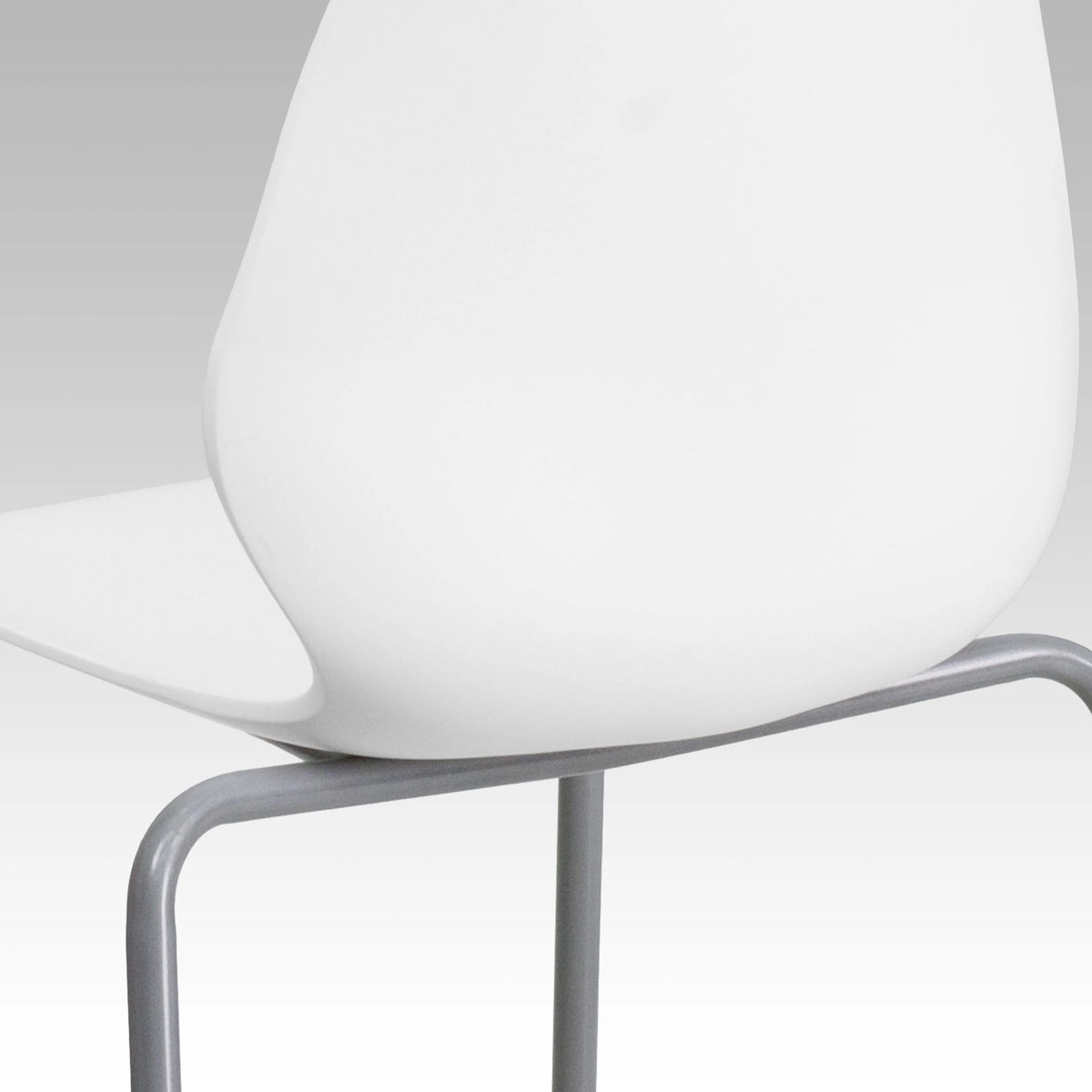 White Stack Chair with Lumbar Support and Silver Frame T234512