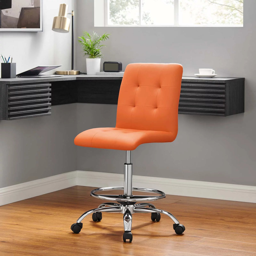 Armless Vegan Leather Drafting Chair E766