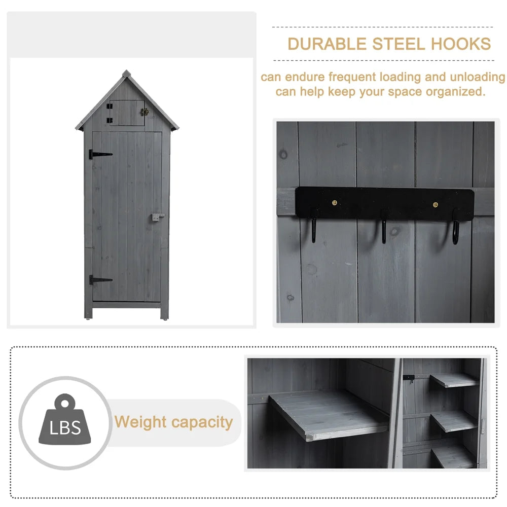Wooden Outdoor Storage Cabinet with Shelves O354717