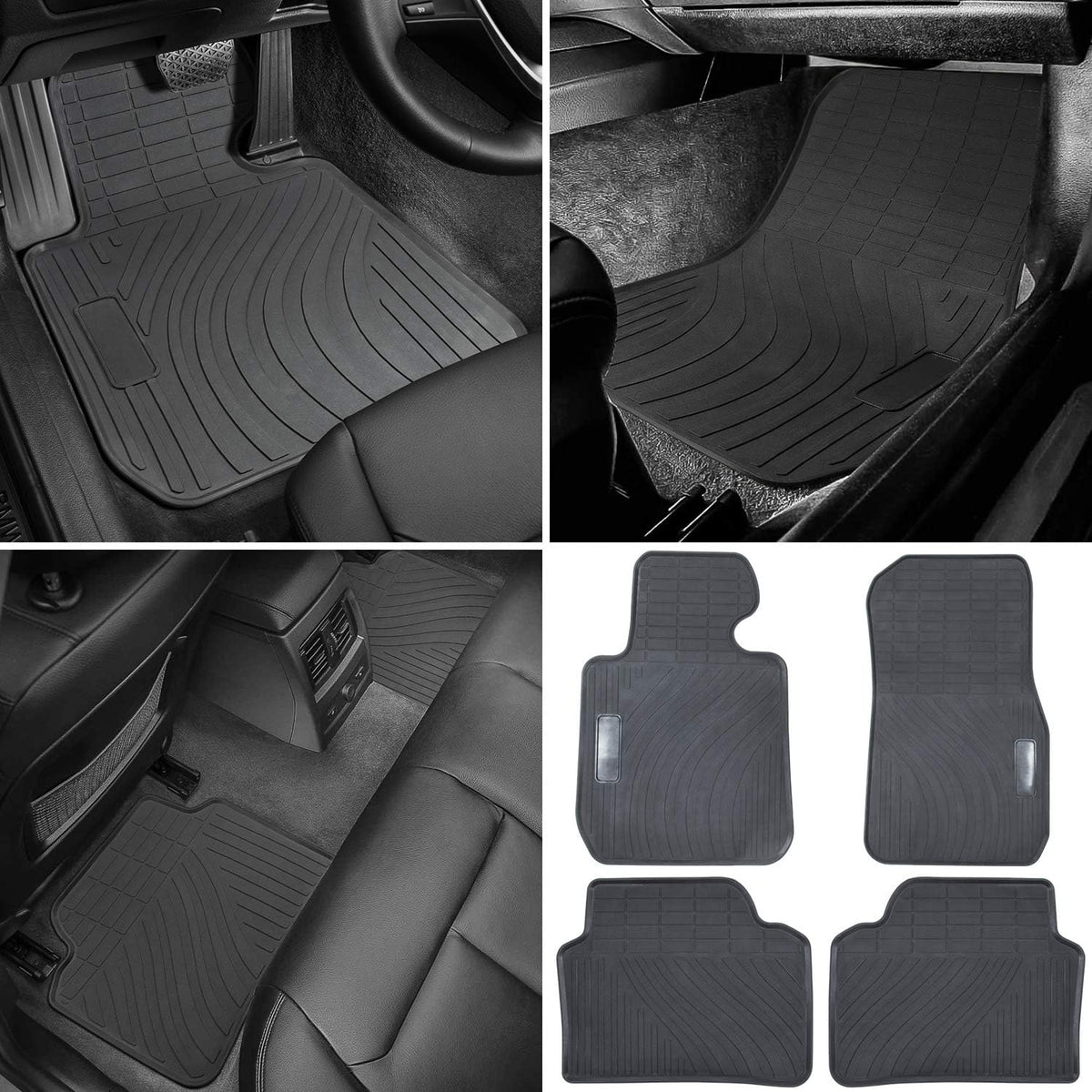 Heavy Duty Rubber Car Liner Black 4PCS G2200