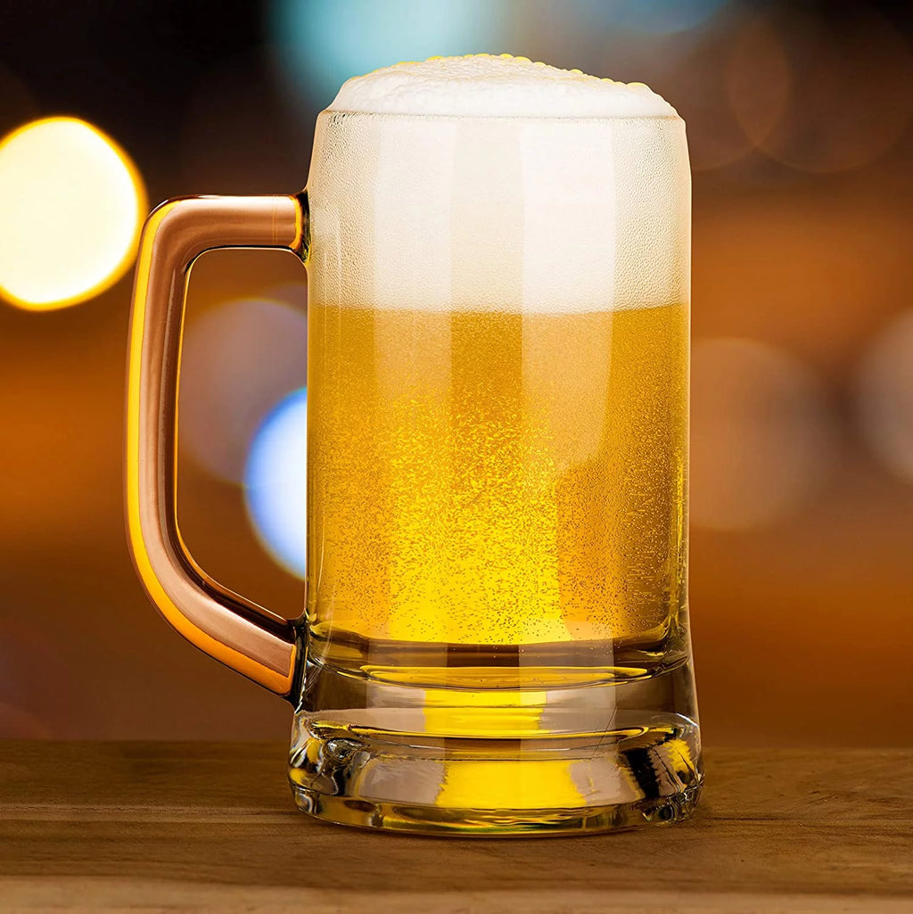 Clear 12 oz Glass Beer Mugs Set of 4 Y13776