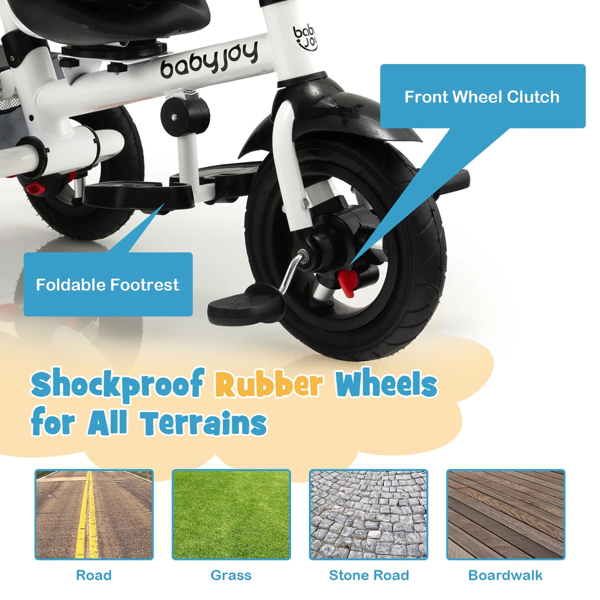 Folding Toddler Tricycle with Reversible Seat and Adjustable Canopy H7046