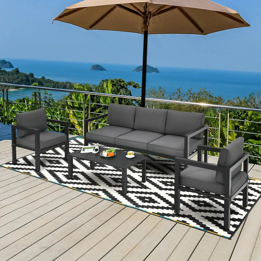 4-Piece Outdoor Patio Furniture Set Sectional Sofa Set Coffee Table O54000