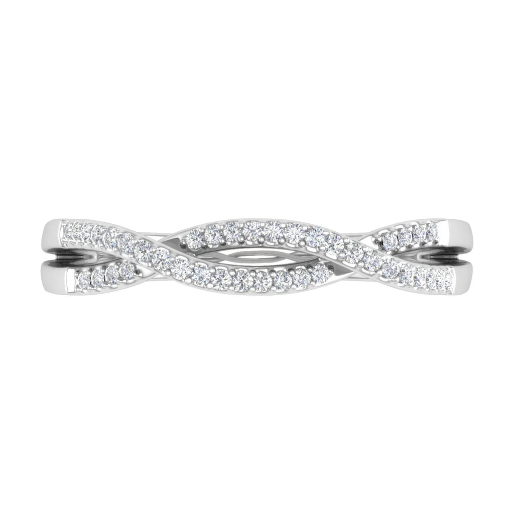 10K White Gold Diamond Twisted Wedding Band Ring E9622