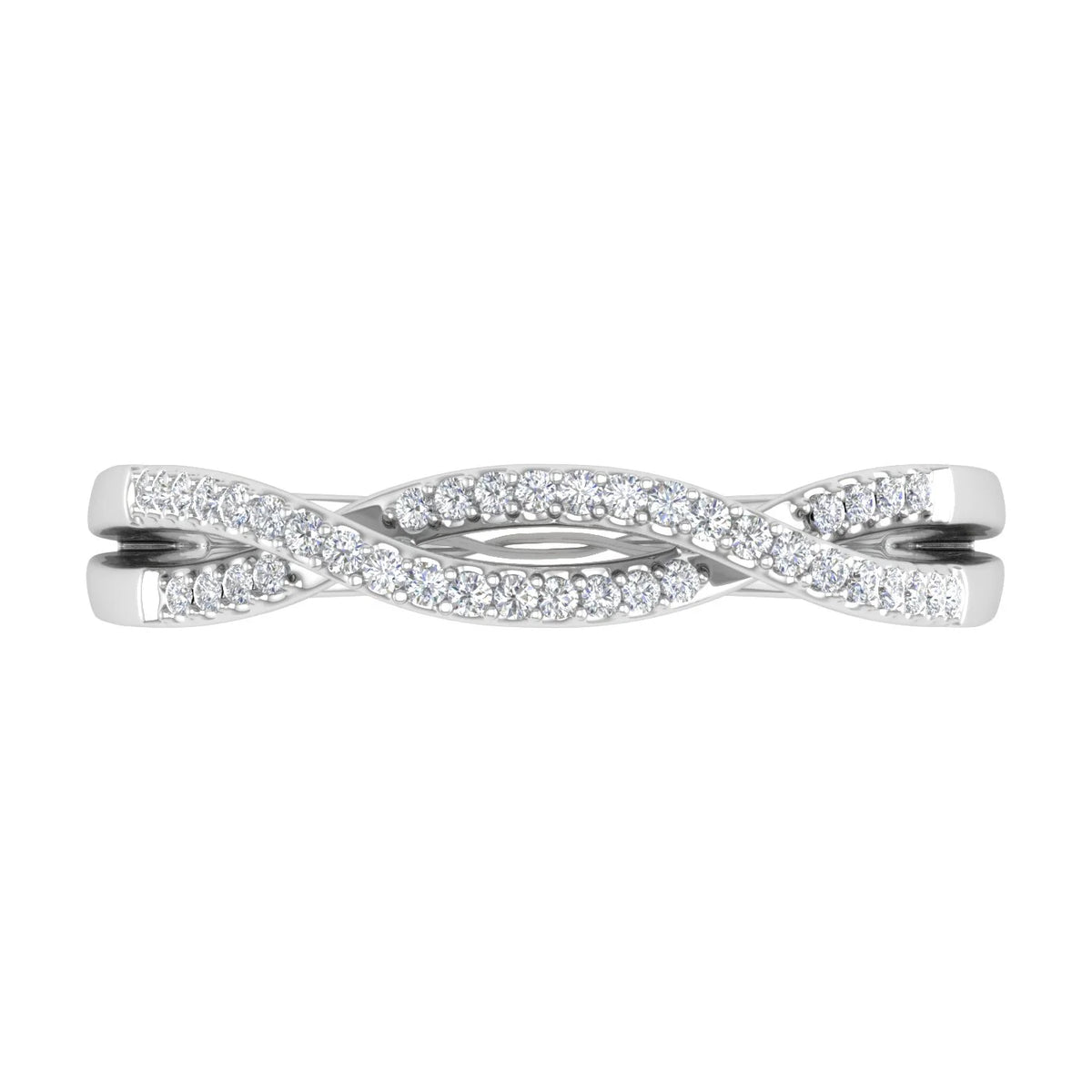 10K White Gold Diamond Twisted Wedding Band Ring E9622