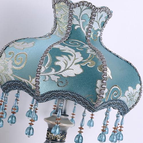 Blue Flower Decorative Table Lamp with Bead Curtain Y1822