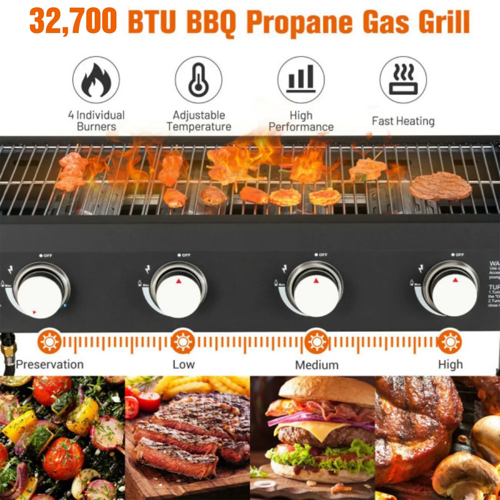 Black 4-Burner Propane Gas Grill M3810