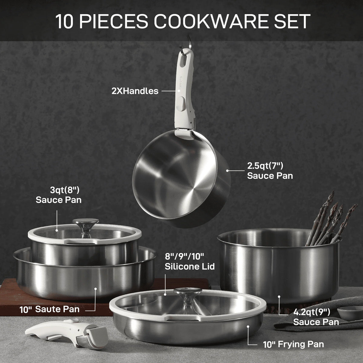 5 Pcs Nonstick Granite Cookware Set L6106