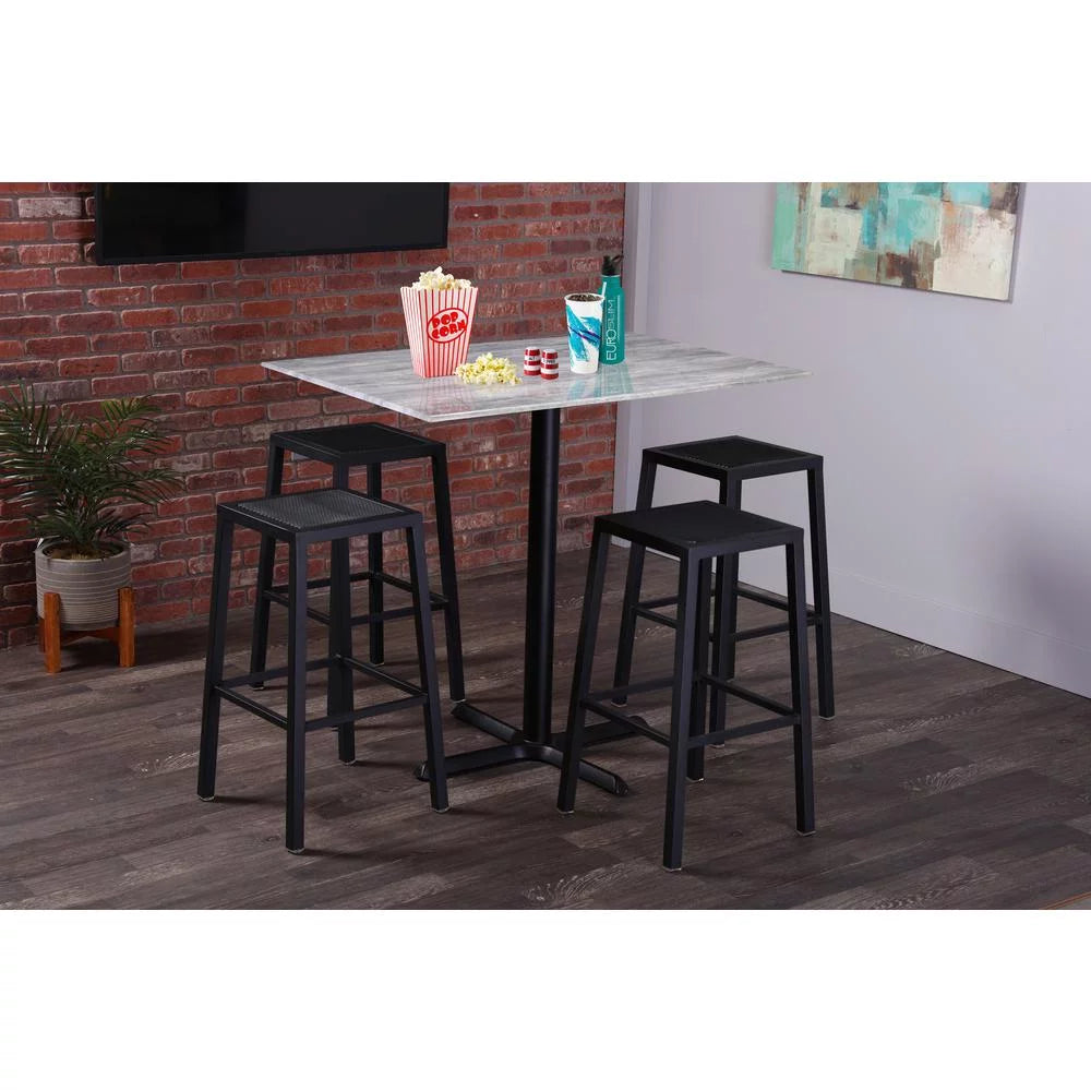42 in. Tall Indoor & Outdoor All-Season Table with 32 in. Dia. White Marble Top D6694
