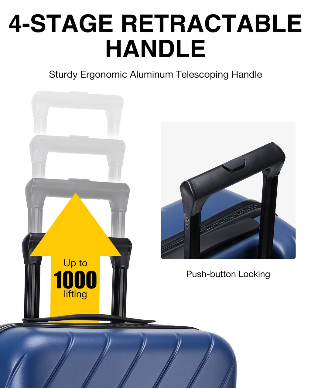 Hardside Carry On Luggage, Lightweight PC Suitcase with Spinner Wheels & TSA Lock X19623